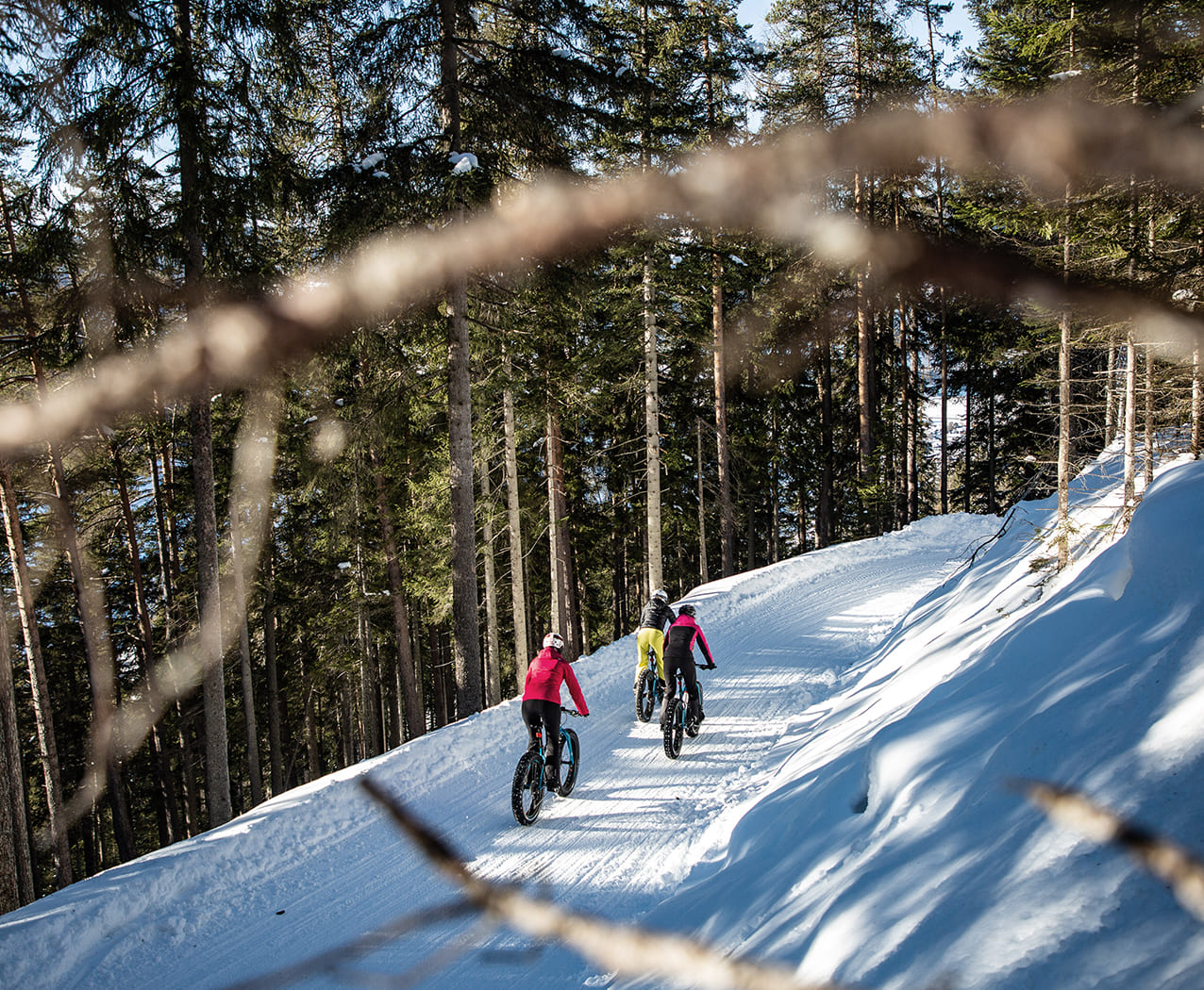 Winterwanderer auf verschneiten Wegen im Wald in Flachau – Reslwirt Urlaub